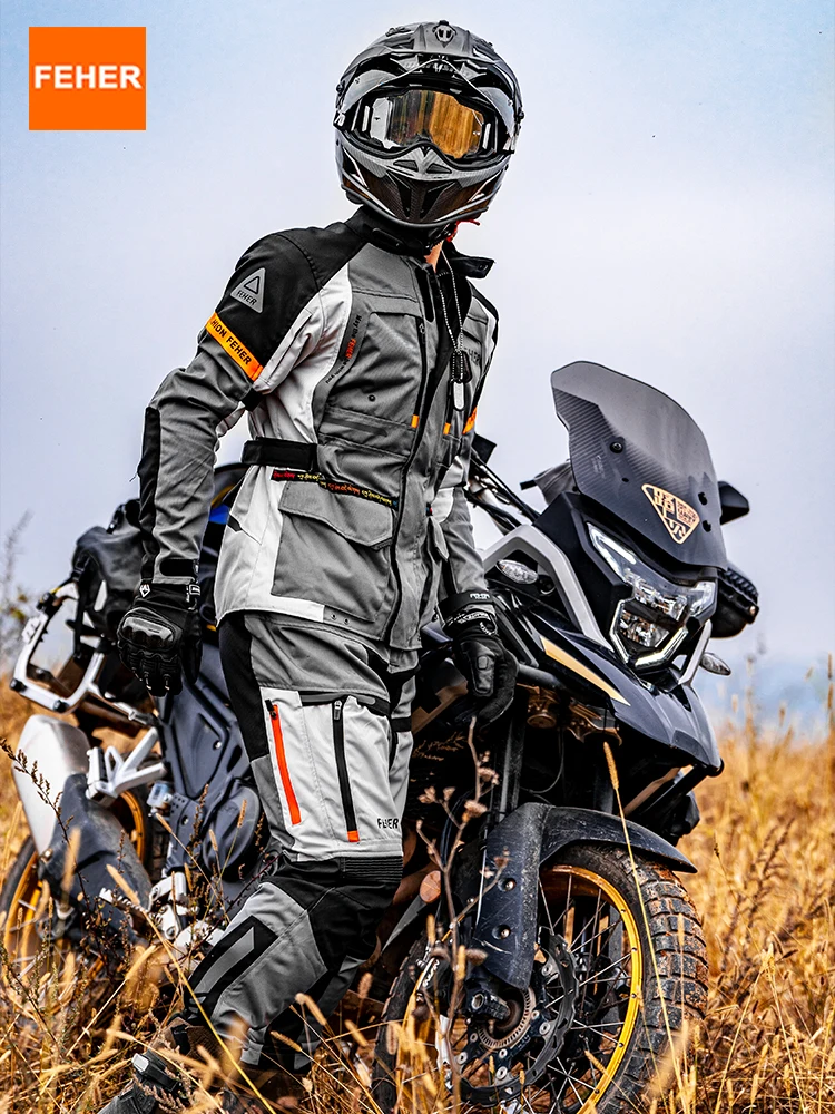 kf S036412cb98114f22a61c3250092695c6y.webp FEHER All Season Motorcycle Rally Suit Man Waterproof Riding Jacket Set 3 Layers Built-in CE Protection for Long-distance Travel