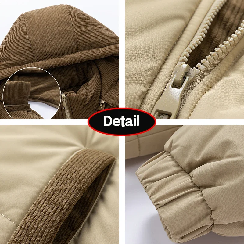 Autumn Winter Men Outdoor Removable Hooded Windbreak Jacket Coats Men Warm Outwear Casual Fashion Solid Parkas Jacket Male Tops