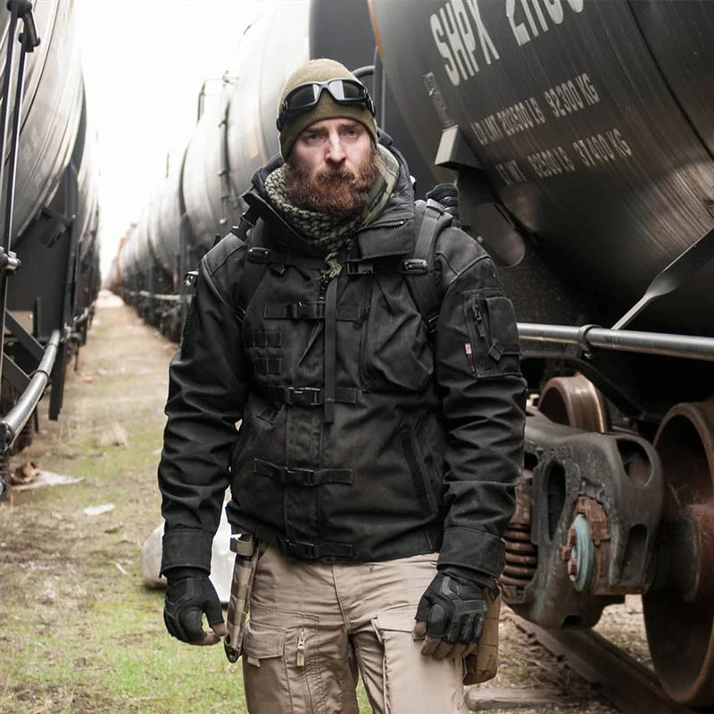 High Quality Military Tactical Jacket Men Waterproof Wear-resistant Multi-pocket Bomber Jackets Outdoor Hiking Windproof Coat