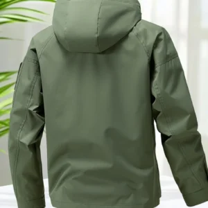 Waterproof Jacket Men Outdoor Softshell Zip Up Hooded Jacket Windbreaker Hiking Camping Coats Lightweight Spring Autumn Coats