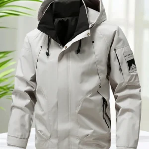 Waterproof Jacket Men Outdoor Softshell Zip Up Hooded Jacket Windbreaker Hiking Camping Coats Lightweight Spring Autumn Coats