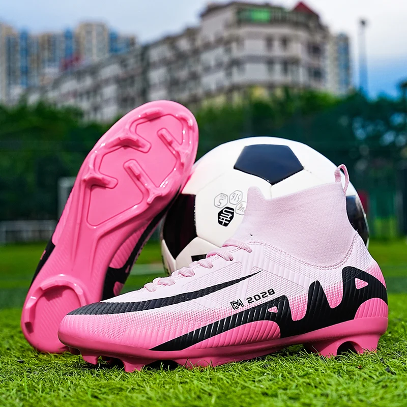 Fashion Pink Soccer Boots Men Professional Lightweight Sock Men’s Football Shoe Outdoor Non-slip Original Football Boot Sneakers
