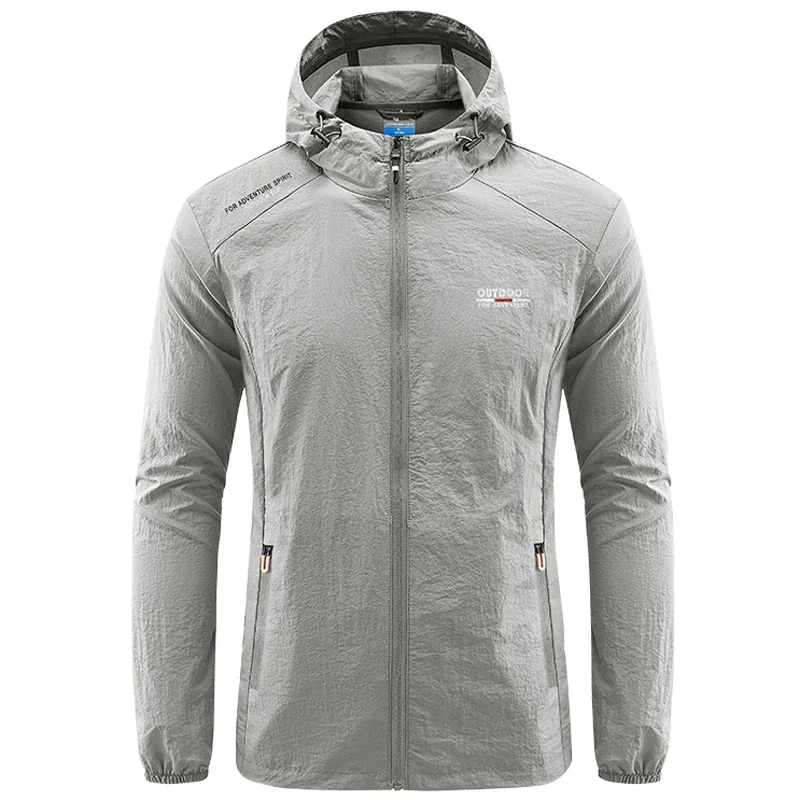 Summer Men Hiking Fishing Cycling Hooded Gym Sport Windbreaker Ultra Light Coat Men Outdoor Quick Dry Sun-Protective Thin Jacket