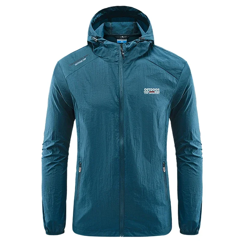 Summer Men Hiking Fishing Cycling Hooded Gym Sport Windbreaker Ultra Light Coat Men Outdoor Quick Dry Sun-Protective Thin Jacket