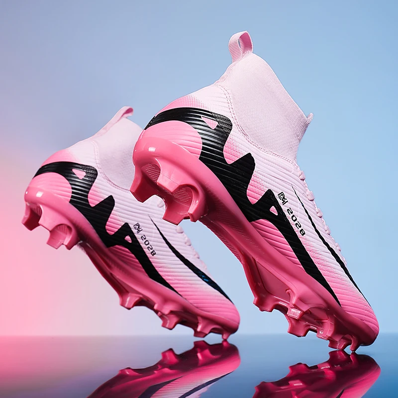 Fashion Pink Soccer Boots Men Professional Lightweight Sock Men’s Football Shoe Outdoor Non-slip Original Football Boot Sneakers