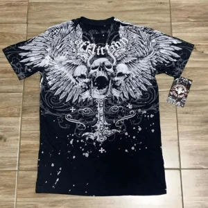 The 2025 summer new men’s T-shirt features outdoor street fashion casual comfort breathability and 3D skull pattern printing