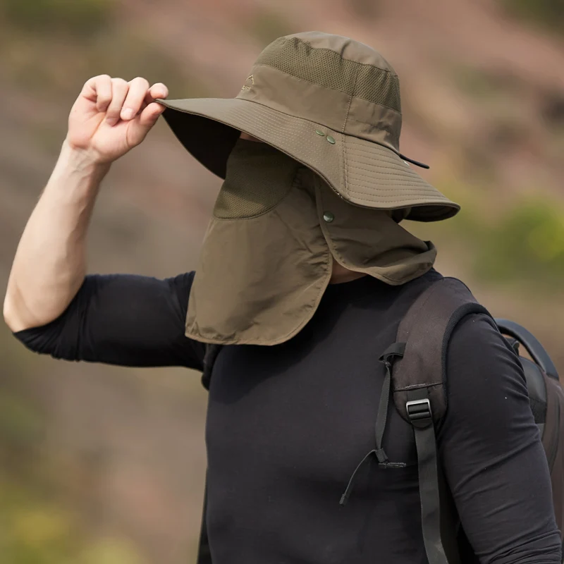 Fisherman’s hat, male sun hat, summer outdoor quick drying sun hat, fishing breathable sun hat, female face mask hat