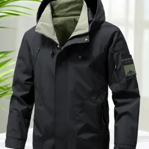 Waterproof Jacket Men Outdoor Softshell Zip Up Hooded Jacket Windbreaker Hiking Camping Coats Lightweight Spring Autumn Coats