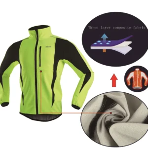 ARSUXEO Men’s Winter Cycling Jacket Thermal Fleece Softshell Windbreaker Waterproof Breathable Reflective Bicycle Clothing