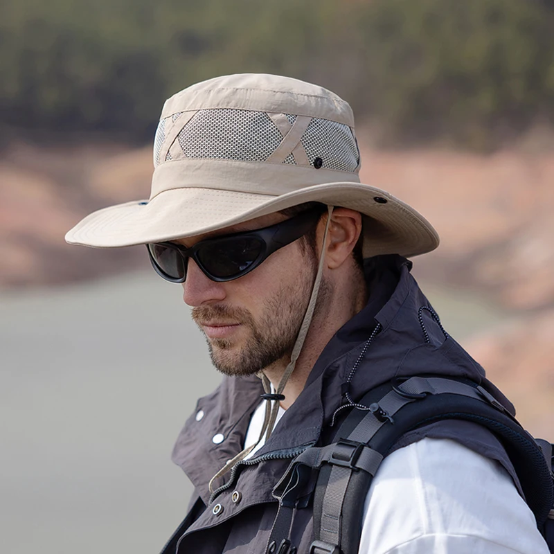 Xinbaoguan 100% Nylon Spring/Summer Big Eaves Breathable Sunshade Fisherman Hat Men’s Sunscreen Sun Hat Fishing Hat