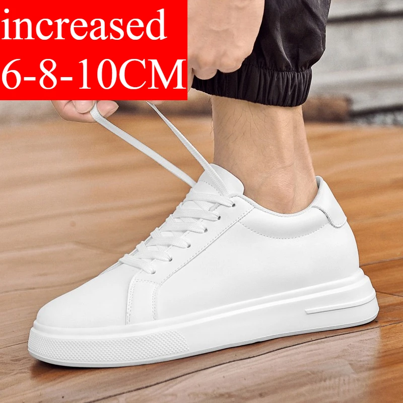 New Men’s Sneakers Elevator Shoes Heightening Height Increase Insole 6-10CM High Heels Shoes Leather Sport Shoes Men Shoes