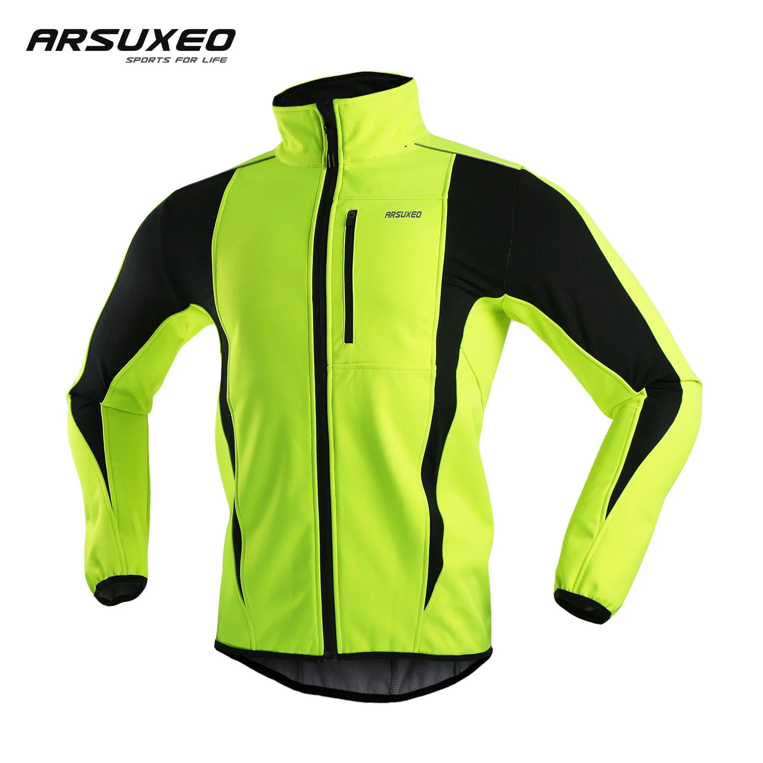 ARSUXEO Men’s Winter Cycling Jacket Thermal Fleece Softshell Windbreaker Waterproof Breathable Reflective Bicycle Clothing