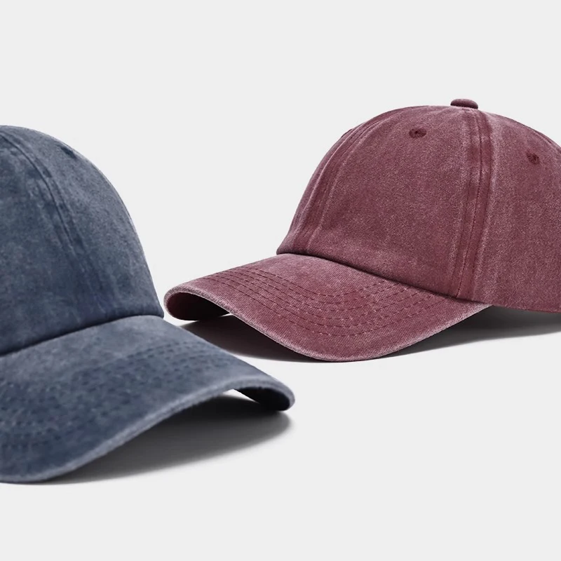 Sunscreen Water Washed MEN’S Baseball Cap with a Small Face, Retro Distressed and Versatile Trendy Duck Tongue Hat, MEN’S Big He