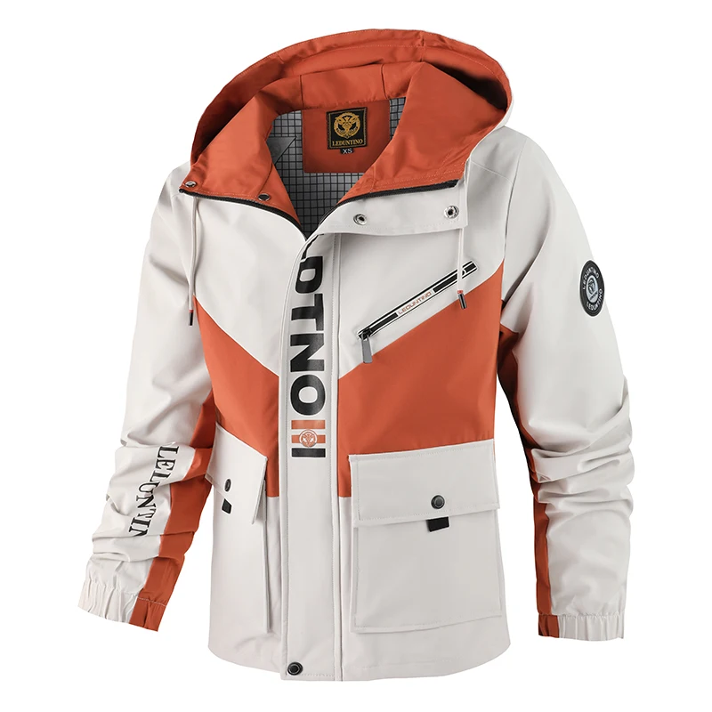 Oversized Color-Block Tactical Jacket – Waterproof, Brand Logo Multi-Pocket, Heavy-Duty for Outdoor Exploration & Daily Fashion