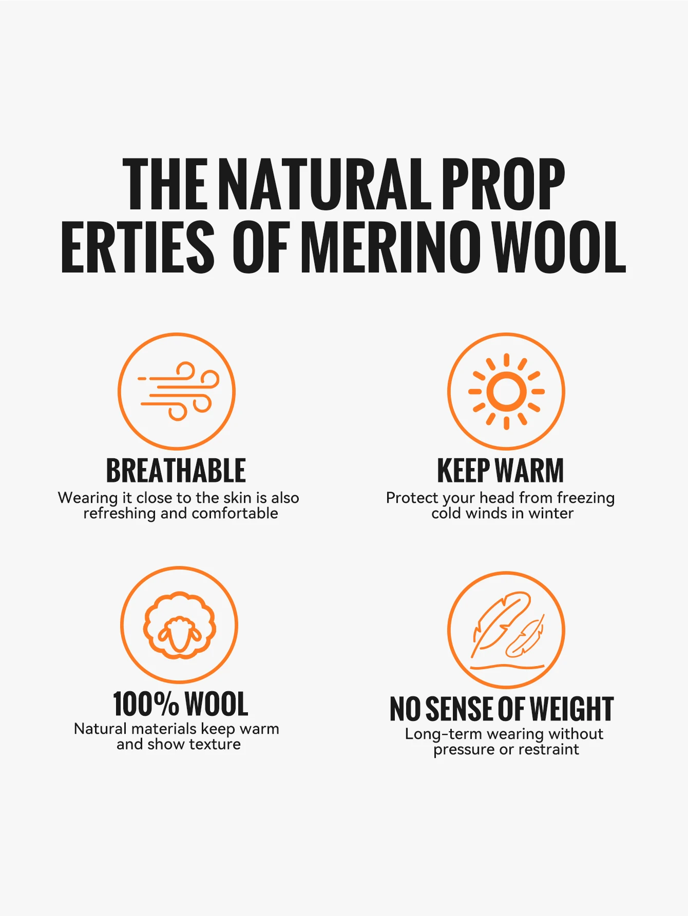 WRELS Unisex 100% Merino Wool Beanie Winter Warm Thermal Lightweight Breathable For Outdoor Daily Wear Soft Sports Fleece Hat