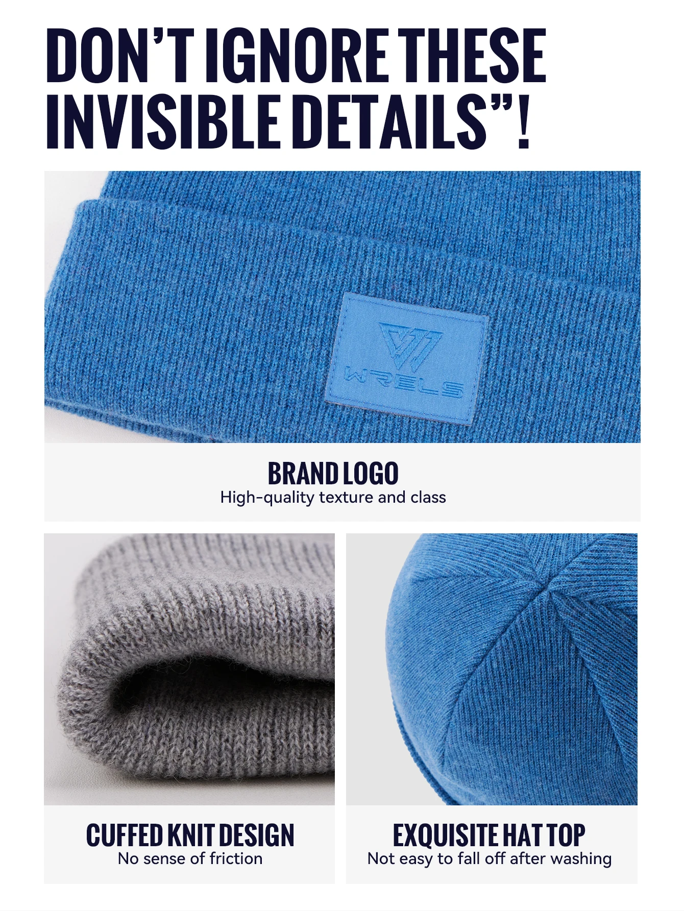 WRELS Unisex 100% Merino Wool Beanie Winter Warm Thermal Lightweight Breathable For Outdoor Daily Wear Soft Sports Fleece Hat