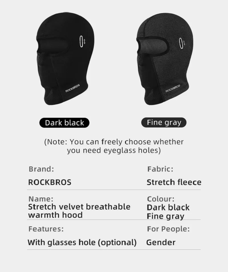 ROCKBROS Balaclava Men’s Hat Winter Women Motorcycle Mask Warm Cycling Helmet Liner Caps Windproof Breathable Washable Equipment