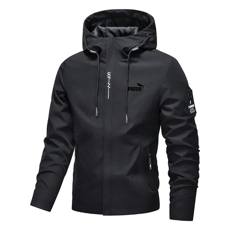 Men’s spring-autumn trend hooded jacket, new outdoor lightweight riding jacket with hood, casual style hiking windproof jacket