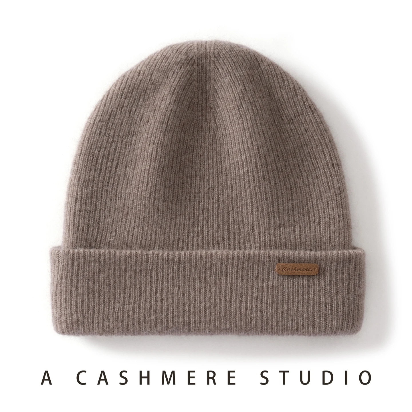 100% Cashmere Hat For Women Men Outdoor 2-Layer Thickened Warm Winter Hats Solid Caps Knit Seamless Beanie Hat Unisex