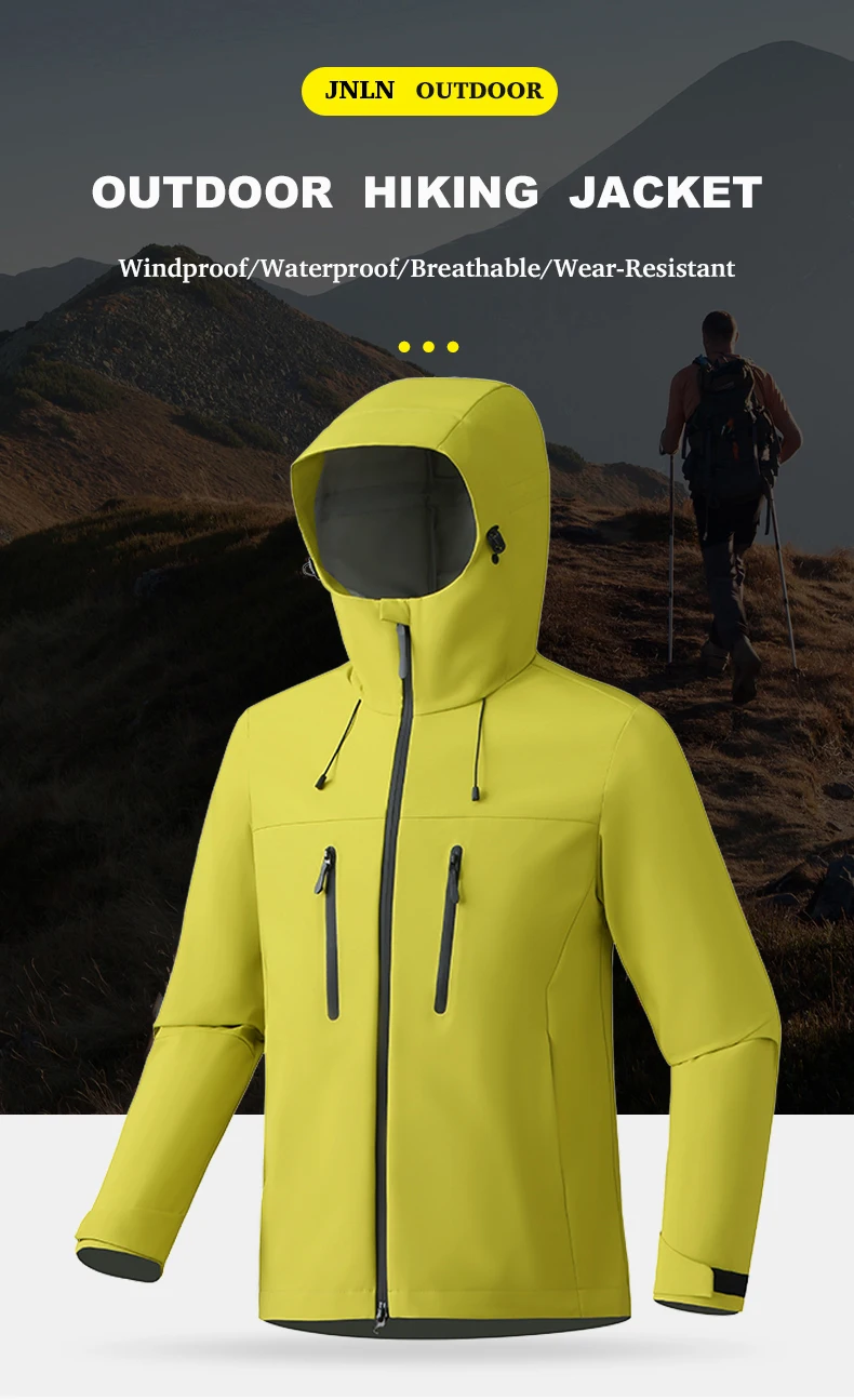 JNLN Women Men Waterproof Jacket Hiking Camping Trekking Windbreaker Unisex Outdoor Sporty Rain Coat Hooded Climbing Clothes