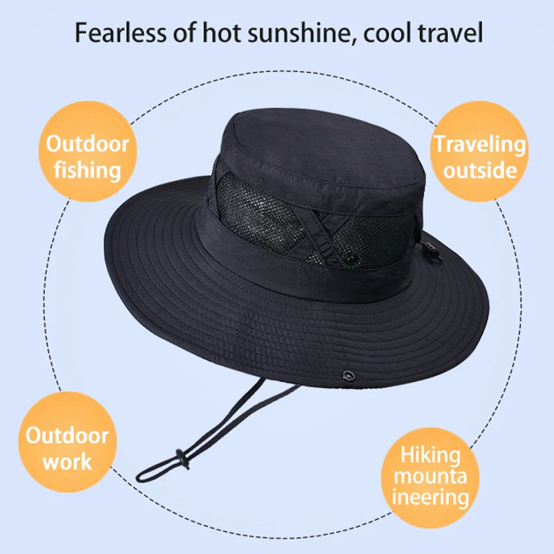 Xinbaoguan 100% Nylon Spring/Summer Big Eaves Breathable Sunshade Fisherman Hat Men’s Sunscreen Sun Hat Fishing Hat