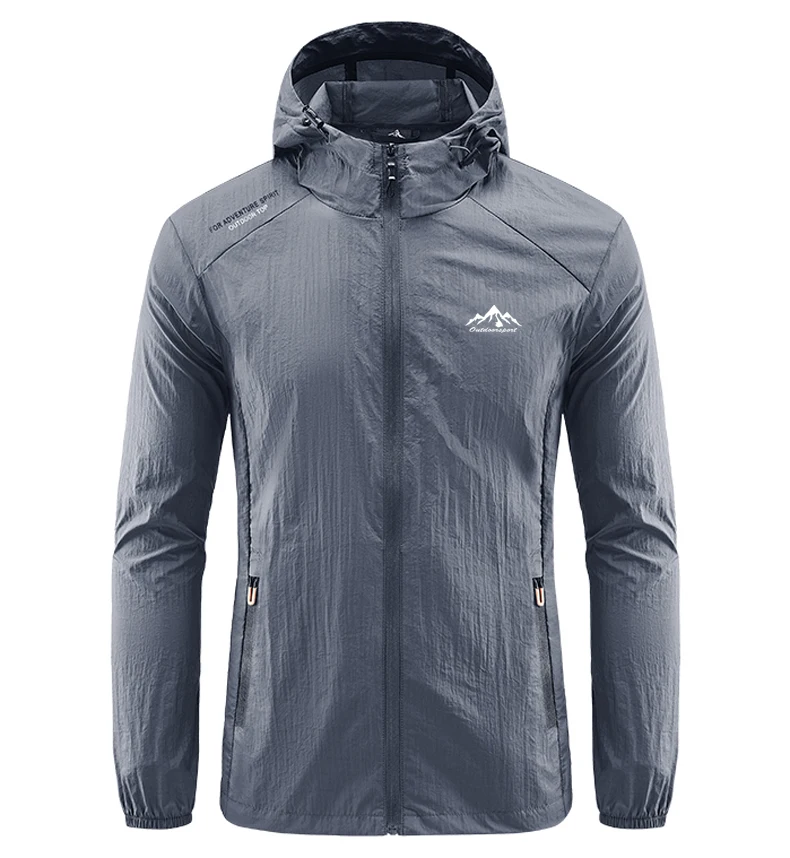 Summer Men Hiking Fishing Cycling Hooded Gym Sport Windbreaker Ultra Light Coat Men Outdoor Quick Dry Sun-Protective Thin Jacket