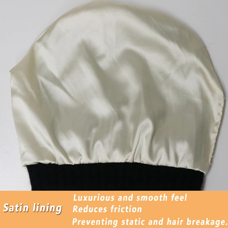 100shmere Beanie Hat for Women’s Winter Satin Lined Knitted Solid Skullies Cap Silk Lining Soft Warm Slouchy Bonnet