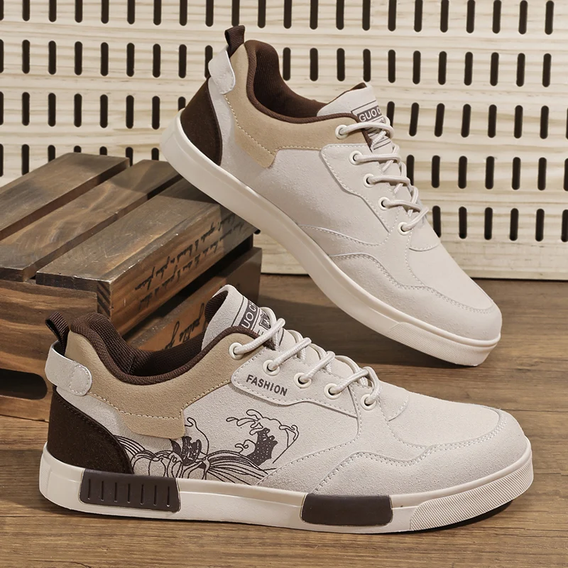 Men’s easy to wipe clean casual shoes, good grip, low top lace-up sneakers, men’s shoes