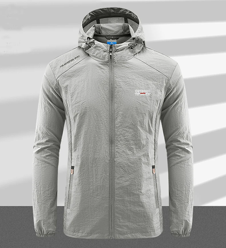 Summer Men Hiking Fishing Cycling Hooded Gym Sport Windbreaker Ultra Light Coat Men Outdoor Quick Dry Sun-Protective Thin Jacket