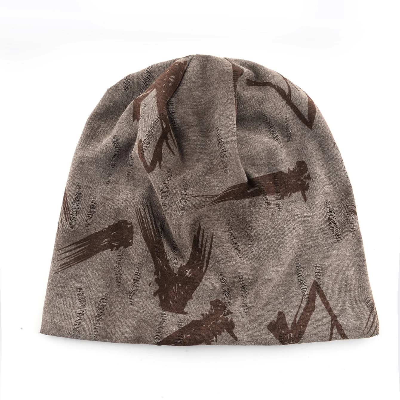 Unisex Chinese-Style Letter-Print Slouchy Beanie Men Women Fashion Loose Style Bonnet Cap Spring Autumn Casual Sport Hats