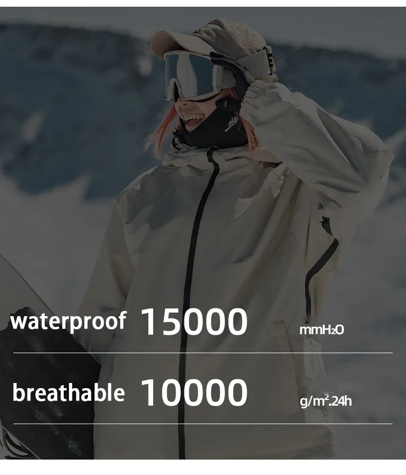 GSOU SNOW Winter Ski Jacket Men Waterproof Insulated Snow Tops Super Loose Snowboard Clothes Breathable Windproof Skiing Hoodies