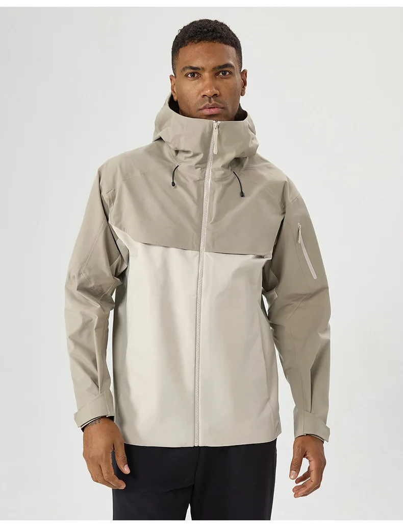 Autumn and winter hard-shell windbreaker windproof rainproof breathable outdoor hiking mountaineering ski suit hooded jacket