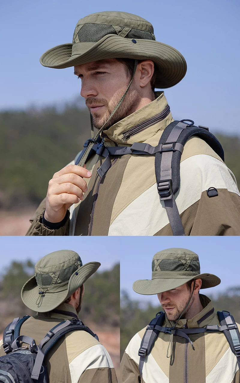 Xinbaoguan 100% Nylon Spring/Summer Big Eaves Breathable Sunshade Fisherman Hat Men’s Sunscreen Sun Hat Fishing Hat