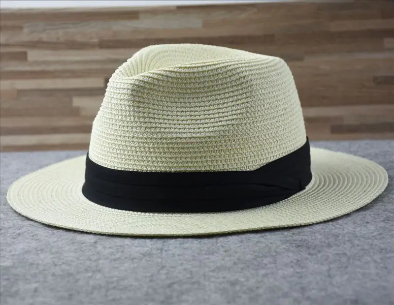 Male Foldable Big Head Straw Hat Panama Summer Outdoors Cowboy Hat Sandy Beach Sun Hats Man Plus Size Fedora Hat 57CM 60CM 64CM