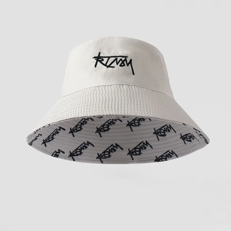 Embroidered printed fisherman hat for men and women, suitable for outdoor leisure activities, sun protection hat for all seasons