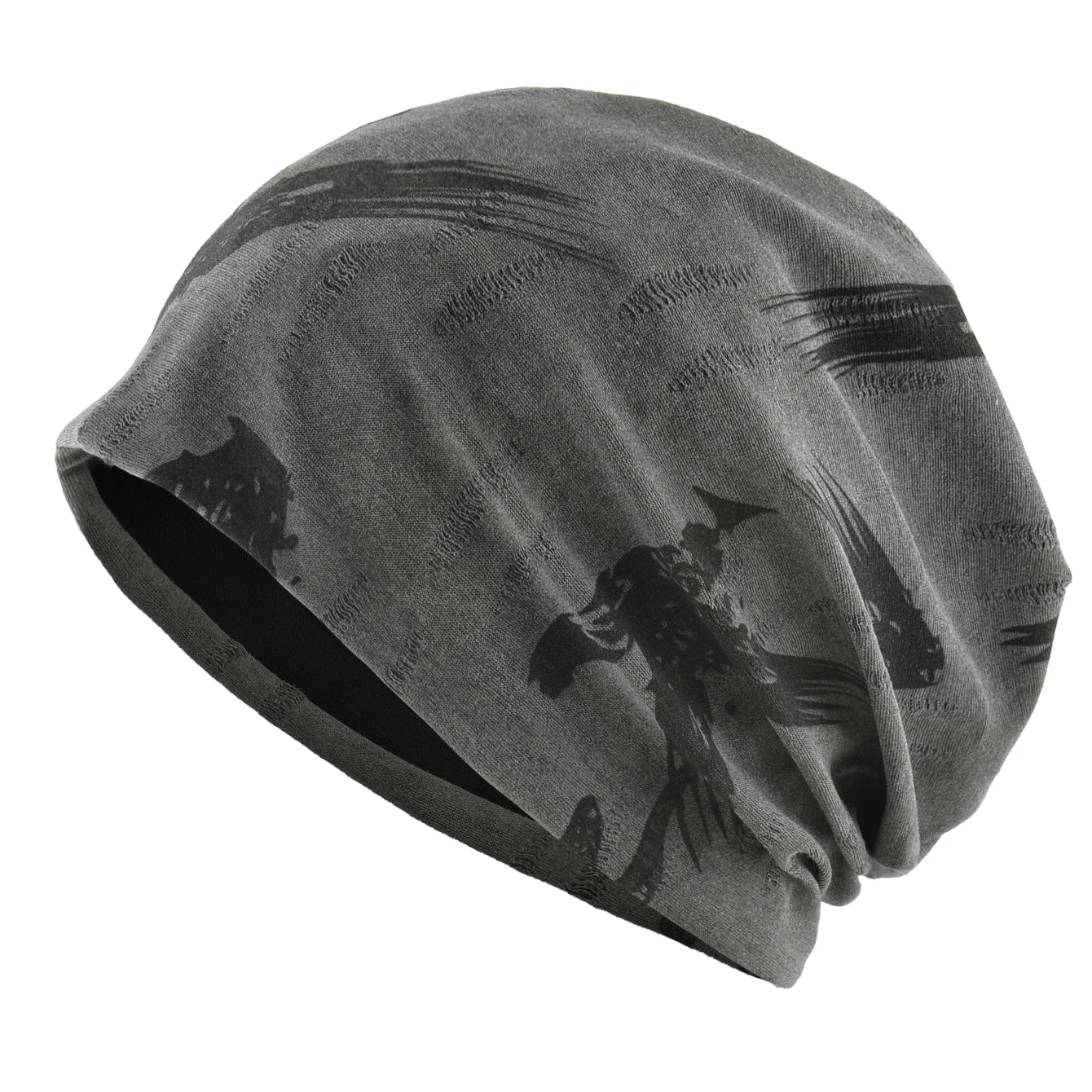 Unisex Chinese-Style Letter-Print Slouchy Beanie Men Women Fashion Loose Style Bonnet Cap Spring Autumn Casual Sport Hats