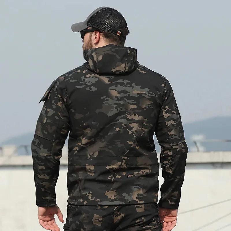 New Autumn WinterTactical Jackets Men Military Soft Shell Waterproof Windproof Hooded Jacket Outdoor Functional Multi-pockets