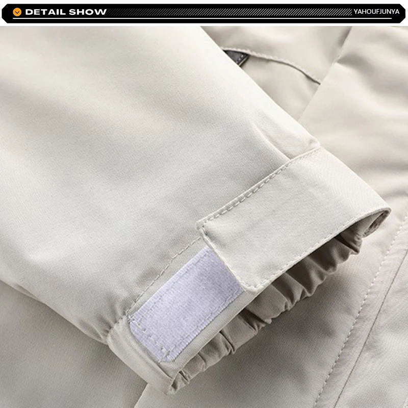 2025 Spring Autumn Men Outdoor Windbreak Removable Hooded Jacket Men Solid Casual Fashion Loose Jacket Coat Male Clothing Tops