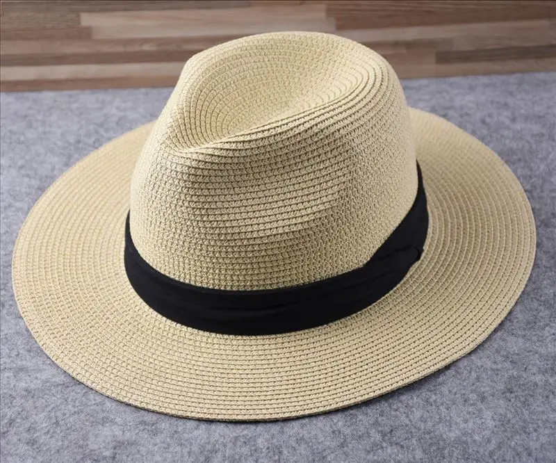 Male Foldable Big Head Straw Hat Panama Summer Outdoors Cowboy Hat Sandy Beach Sun Hats Man Plus Size Fedora Hat 57CM 60CM 64CM