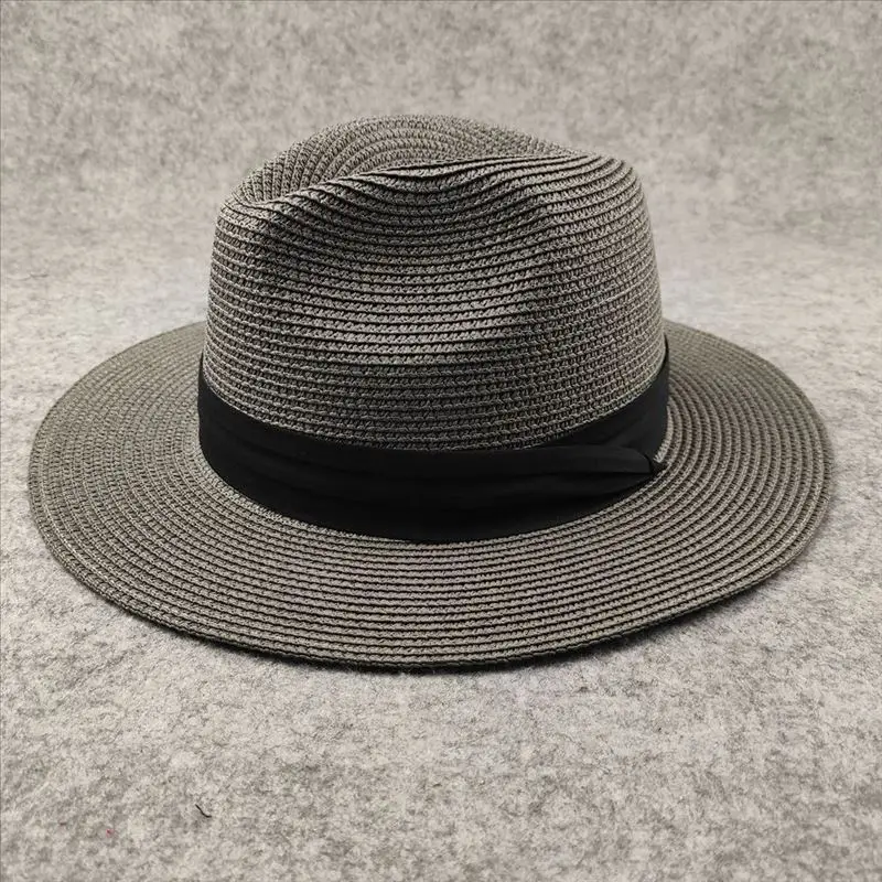 Male Foldable Big Head Straw Hat Panama Summer Outdoors Cowboy Hat Sandy Beach Sun Hats Man Plus Size Fedora Hat 57CM 60CM 64CM