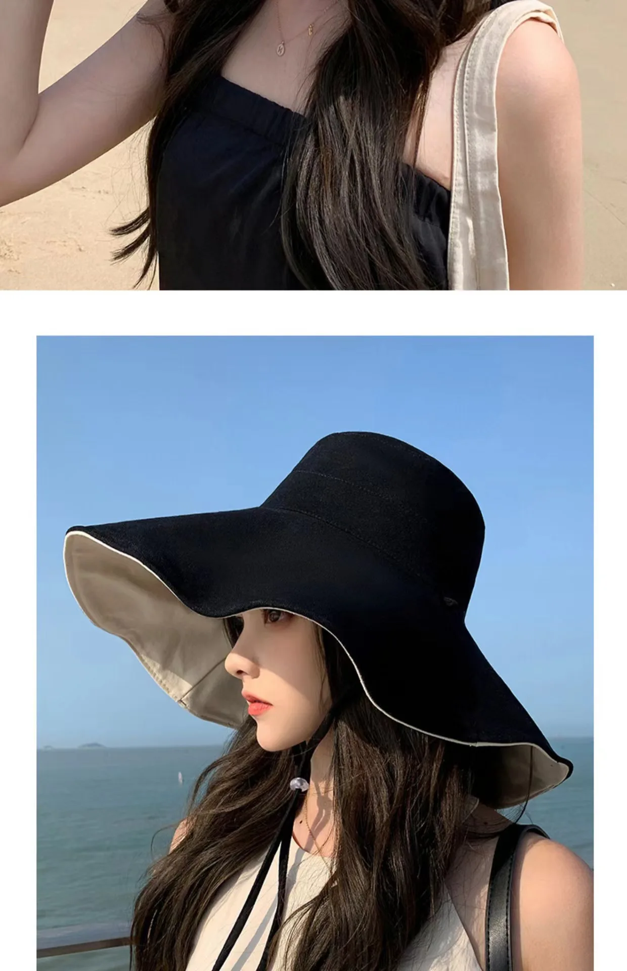 1Pc Doublesided Largebrim Hat Perfect for Summer Beach Style Outdoor Commuting Vacation Sun Protection Fashionable and Versatile