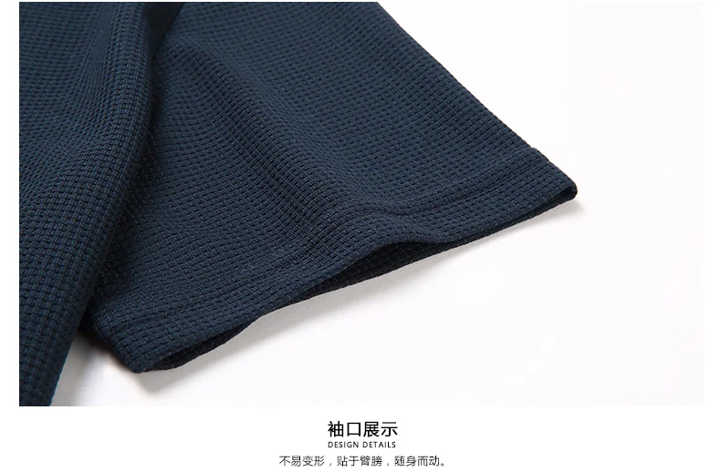 Short sleeved Polo shirShort sleeved Waffle Solid Polot fashion splicing men’s round neck top cotton daily short sleeved T-shirt