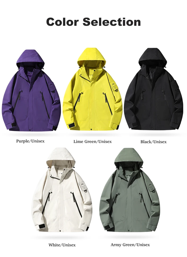 JNLN Women’s Men’s Waterproof Jacket Climbing Hiking Camping Trekking Windbreaker Unisex Outdoor Windproof Rain Coat Antifouling