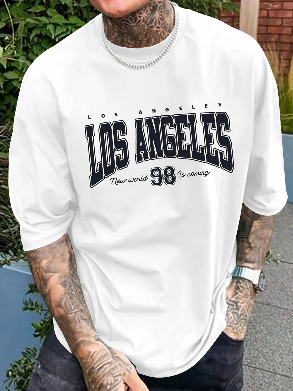Fashionable new men’s summer Los Angeles printed breathable round neck T-shirt outdoor casual versatile top