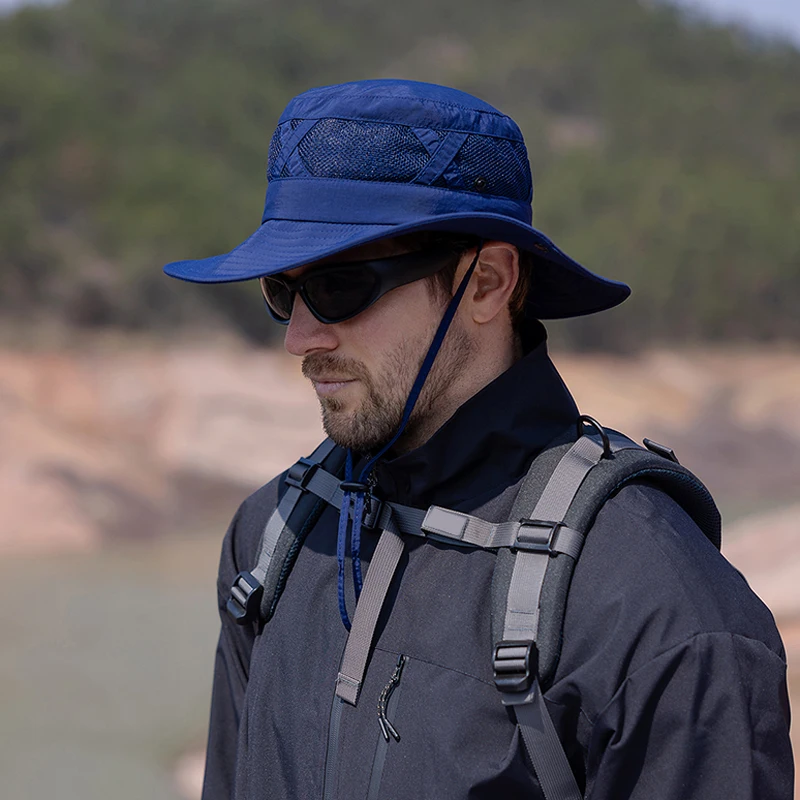 Xinbaoguan 100% Nylon Spring/Summer Big Eaves Breathable Sunshade Fisherman Hat Men’s Sunscreen Sun Hat Fishing Hat
