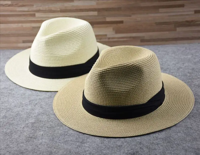 Male Foldable Big Head Straw Hat Panama Summer Outdoors Cowboy Hat Sandy Beach Sun Hats Man Plus Size Fedora Hat 57CM 60CM 64CM