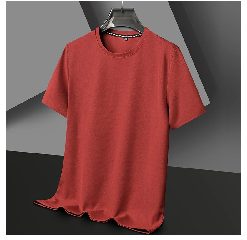 Short sleeved Polo shirShort sleeved Waffle Solid Polot fashion splicing men’s round neck top cotton daily short sleeved T-shirt