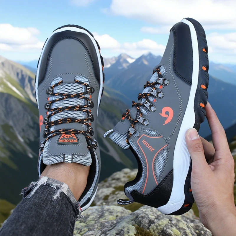 Men’s Outdoor Hiking Shoes Lightweight Comfortable Breathable Shoe Waterproof Camping Running Shoes Male Tennis Walking Sneakers