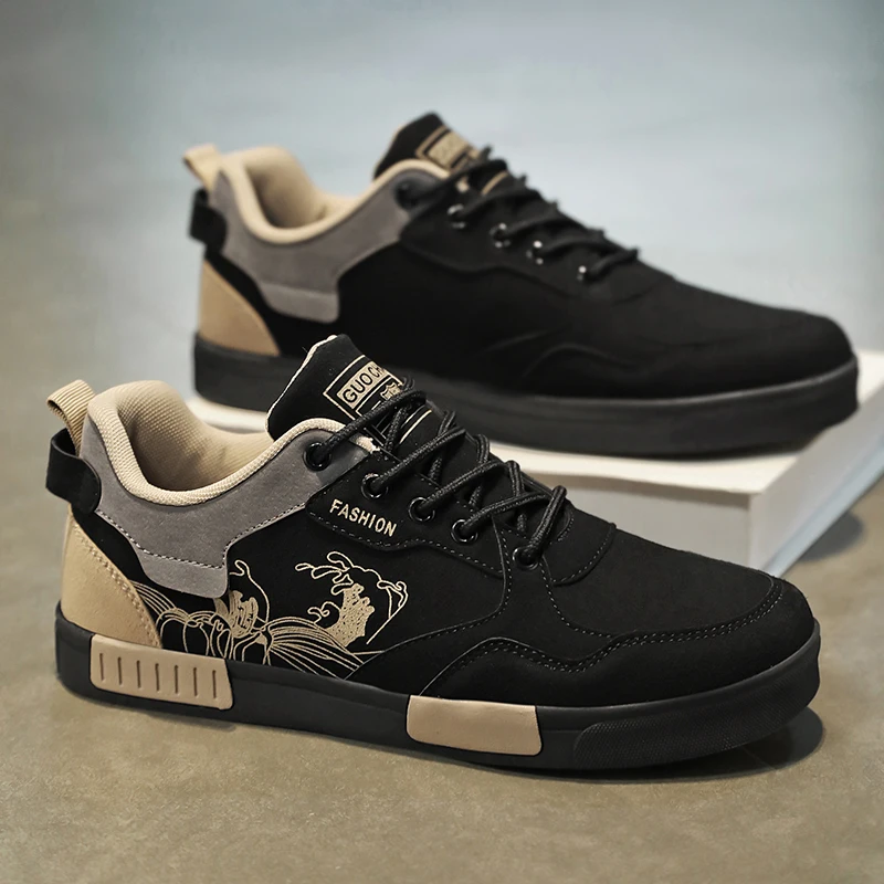 Men’s easy to wipe clean casual shoes, good grip, low top lace-up sneakers, men’s shoes