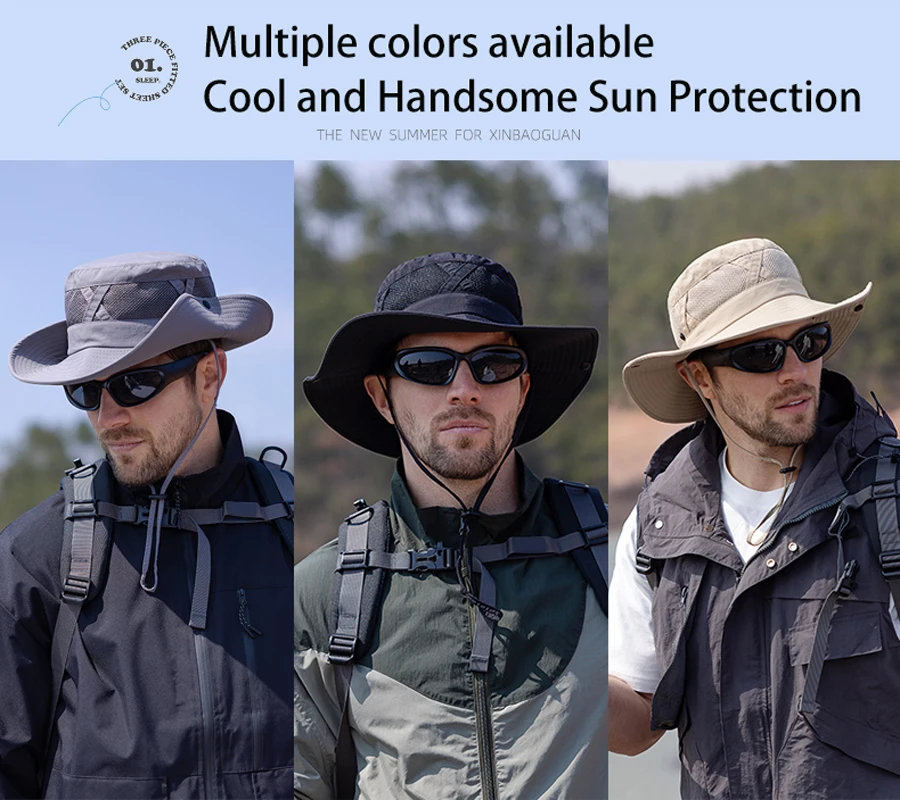 Xinbaoguan 100% Nylon Spring/Summer Big Eaves Breathable Sunshade Fisherman Hat Men’s Sunscreen Sun Hat Fishing Hat
